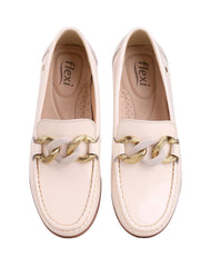 Zapato Mujer Mocasin Casual Piso Crema Flexi 02504170