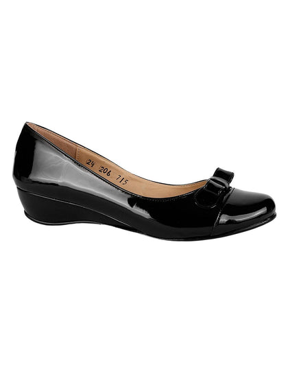 Zapato Casual Cuña Mujer Negro Tacto Piel Stfashion 20203901