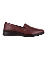 Zapato Mujer Mocasin Casual Piso Vino Piel Flexi 02504154