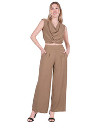 Conjunto Blusa Y Pantalón Mujer Casual Café Stfashion 52405205