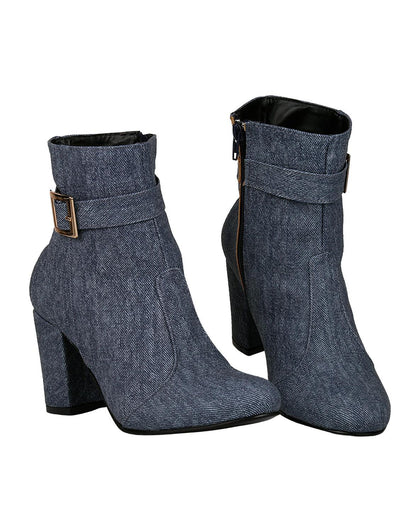 Botin Mujer Casual Tacon Azul Stfashion 00304115