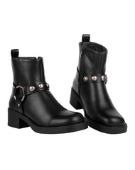 Botin Mujer Casual Tacon Negro Capa De Ozono 06004104