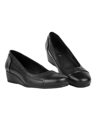 Zapato Mujer Mocasin Vestir Cuña Negro Piel Flexi 02504157