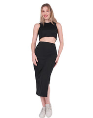 Conjunto Top Y Falda Mujer Casual Negro Stfashion 79305212