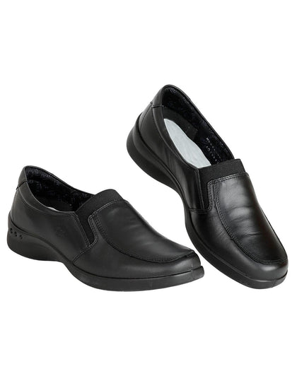 Zapato Mujer Confort Piso Negro Piel Flexi 02500512